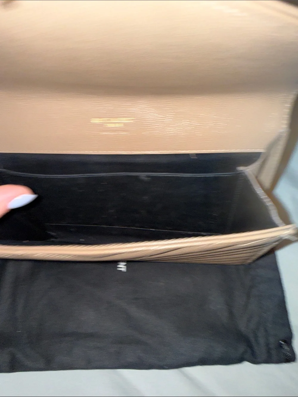 Saint Laurent Taupe Quilted Chevron Leather Wristlet with Gold YSL Hardware